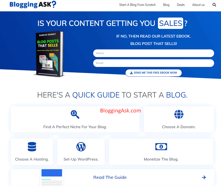 Blogging Ask home page