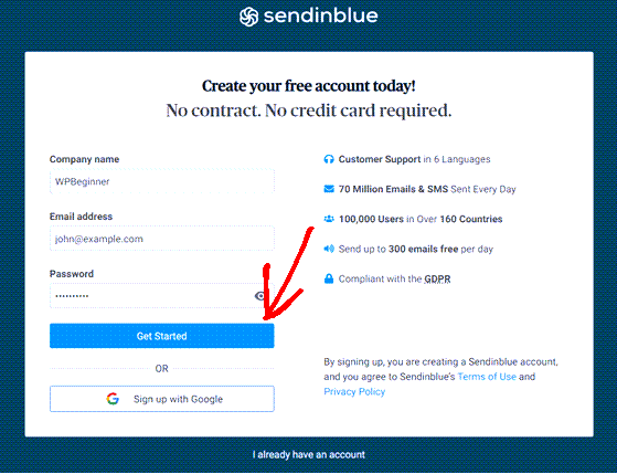 sendinblue-create-free-account